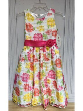 American Princess Girls Size 14 Floral Dress Sleeveless With Sash New NWT Lined